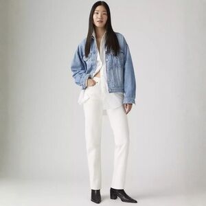 NWT Levi’s Wedgie Straight White High Rise Button Fly Ankle Jeans 25 x 28